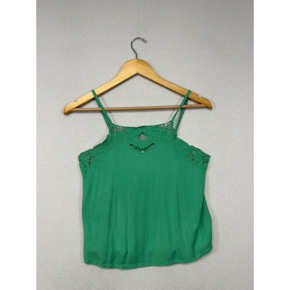 Boho Festival O'Neill Womens XS Green Crochet Lace Embroidered Cami Tank Top